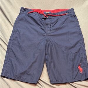 Polo Ralph Lauren Boys Navy Blue & Red Quick-Dry Board Swim Shorts Size Large